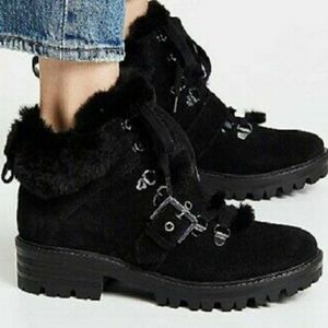 ISO KENDALL & KYLIE COMBAT BOOTS WITH FUR TRIM